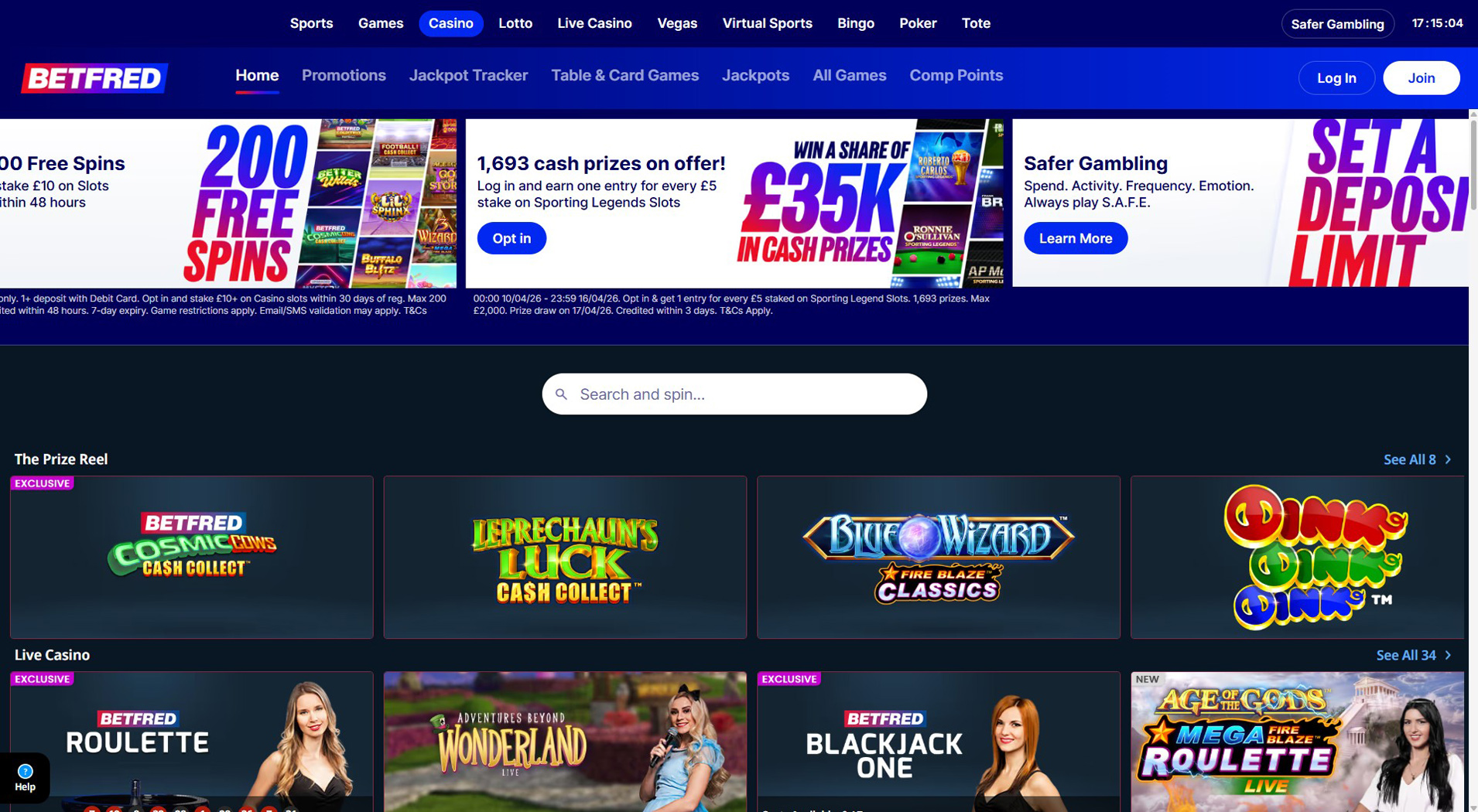 5. Betfred Casino - Mobile AstroPay Casino Choice