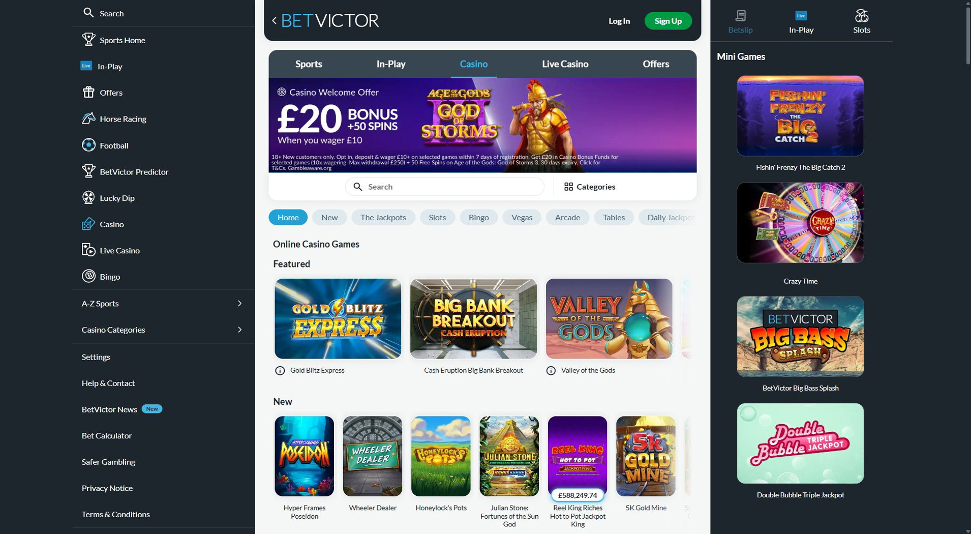7. BetVictor Casino - Balanced AstroPay Casino Offer
